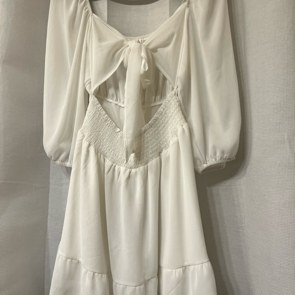 Beachside dainty White coastal tie back Dress flirty whimsical coastal cowgirl - Picture 4 of 4